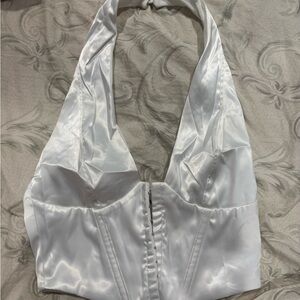 White Satin Halter Top
